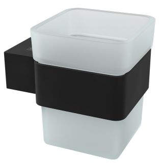 Стакан для зубных щёток Lemark Smooth Line 9732014 с держателем чёрный матовый